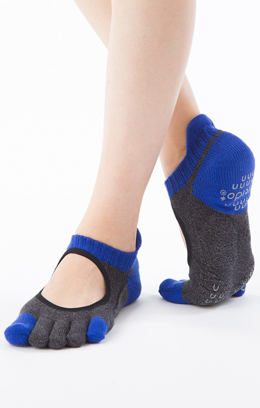 4441 pilates yoga toe socks blue black