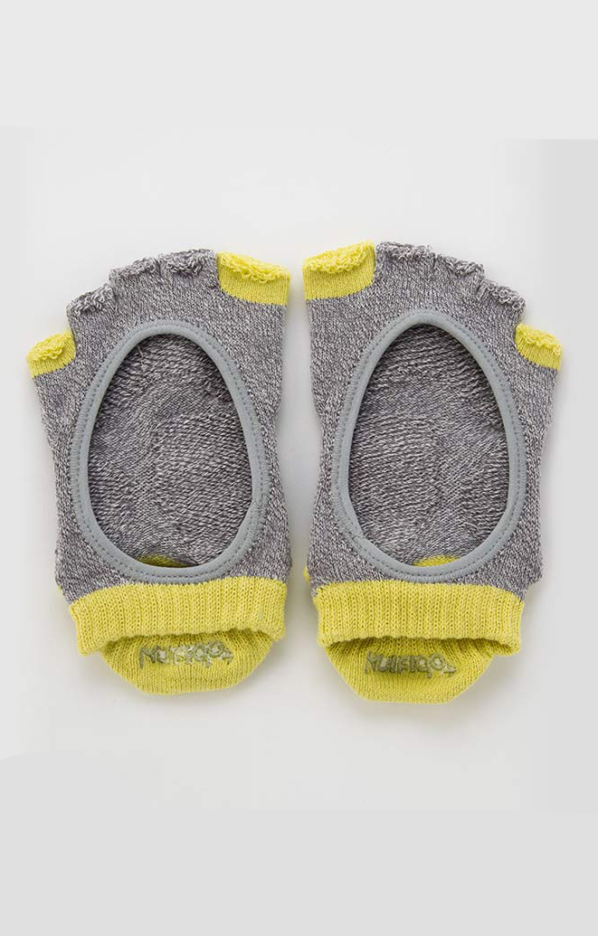 4449 grey yellow toe socks yoga pilates