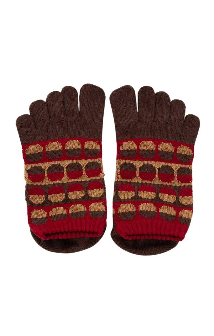 4496 red dots grip toe socks