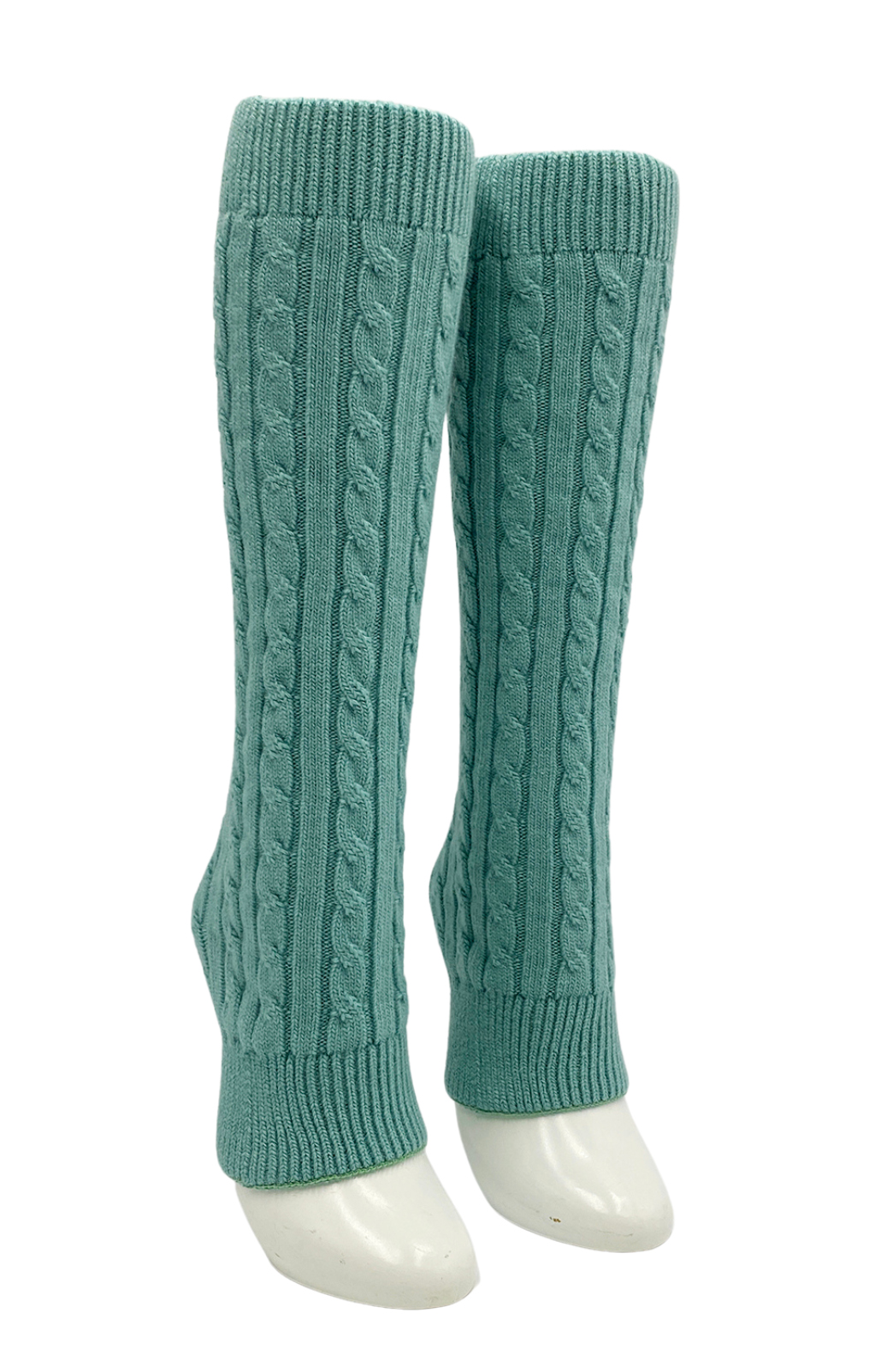 5445 aquamint cable wool leg warmers