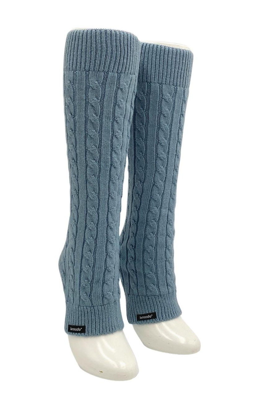 5447 steel blue cable wool leg warmers