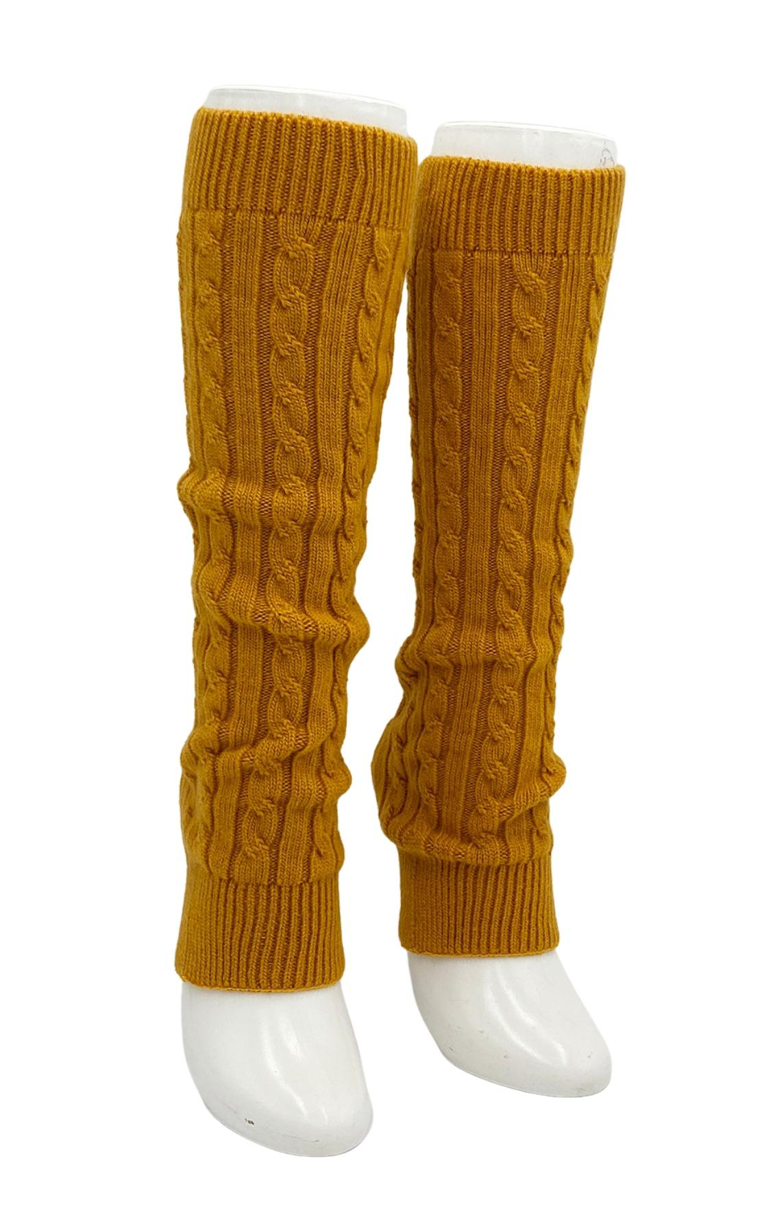 5452 mustard wool cable leg warmers