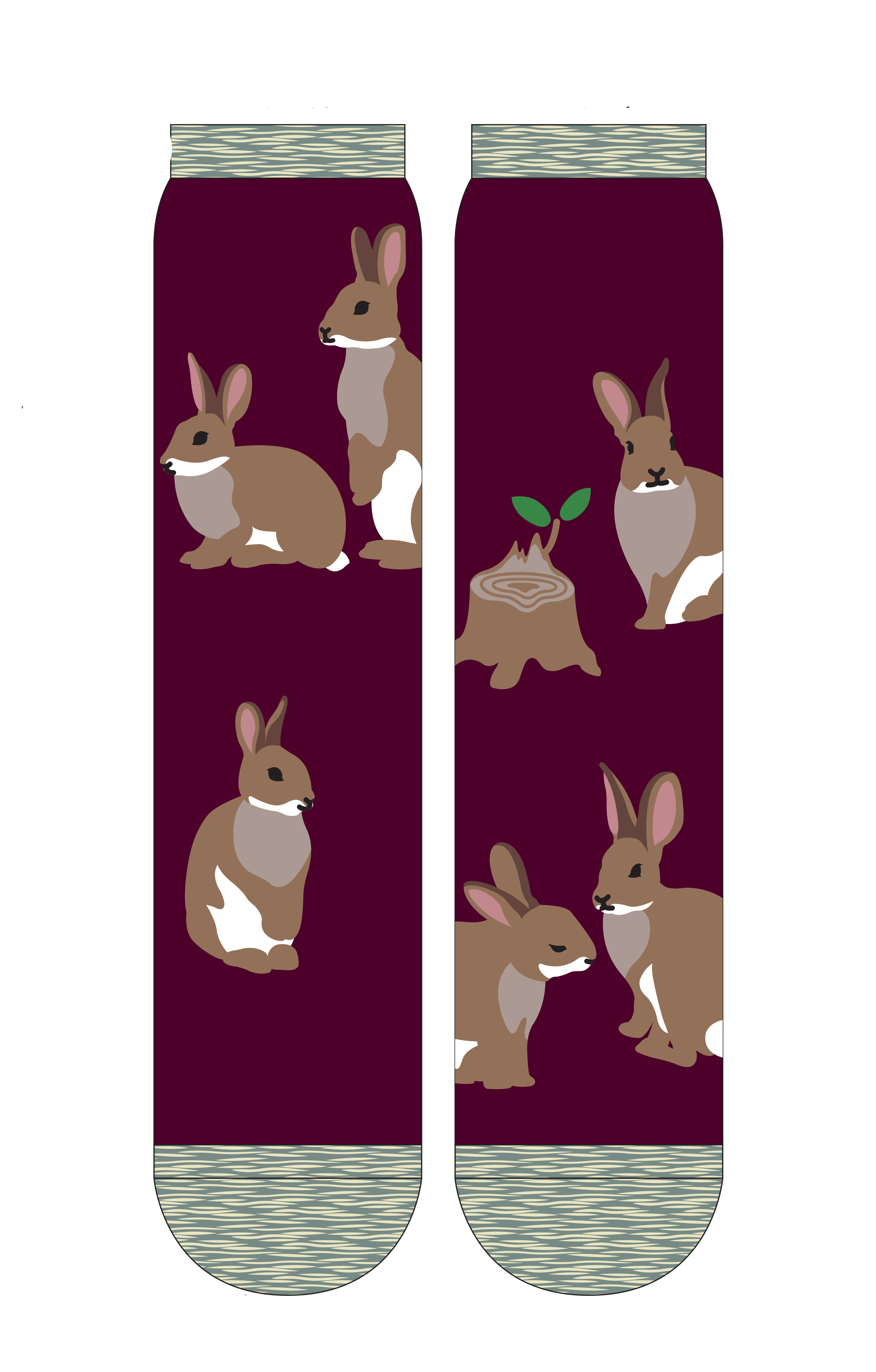5484 rabbit socks bunny burgundy red