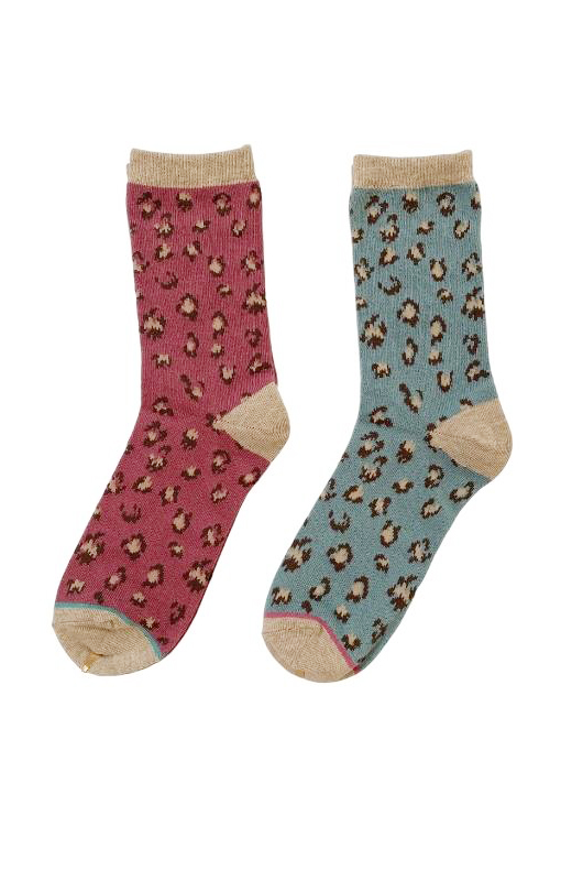 5519 leopard organic cotton crew socks