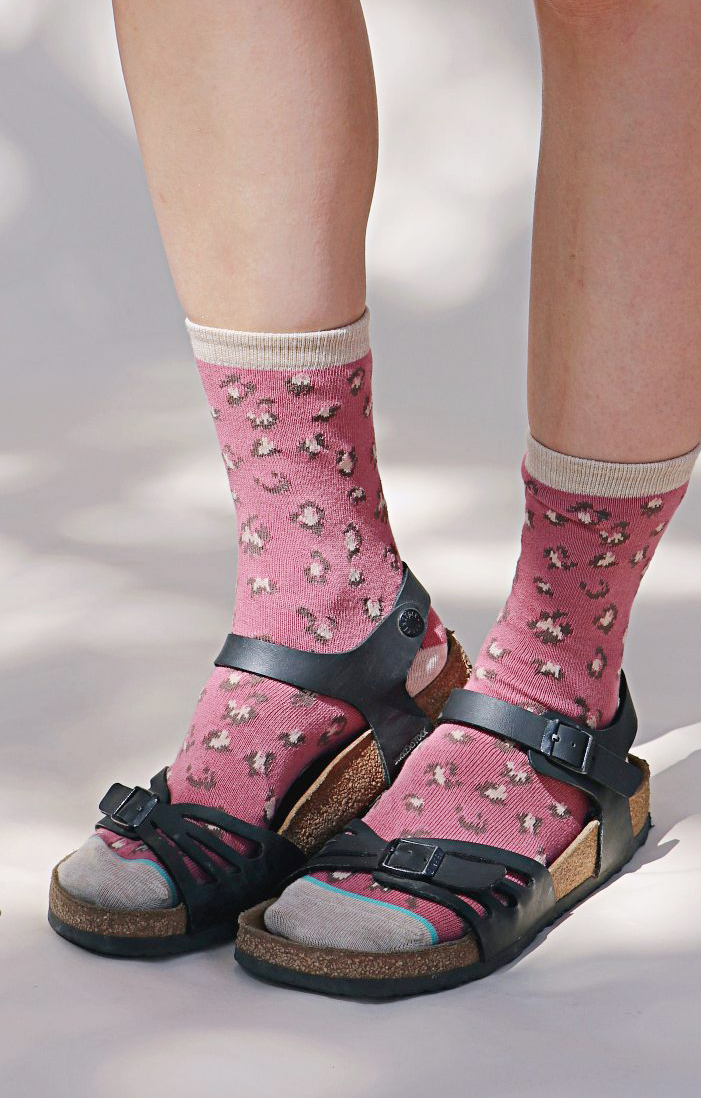 5521 leopard animal crew organic cotton socks pink