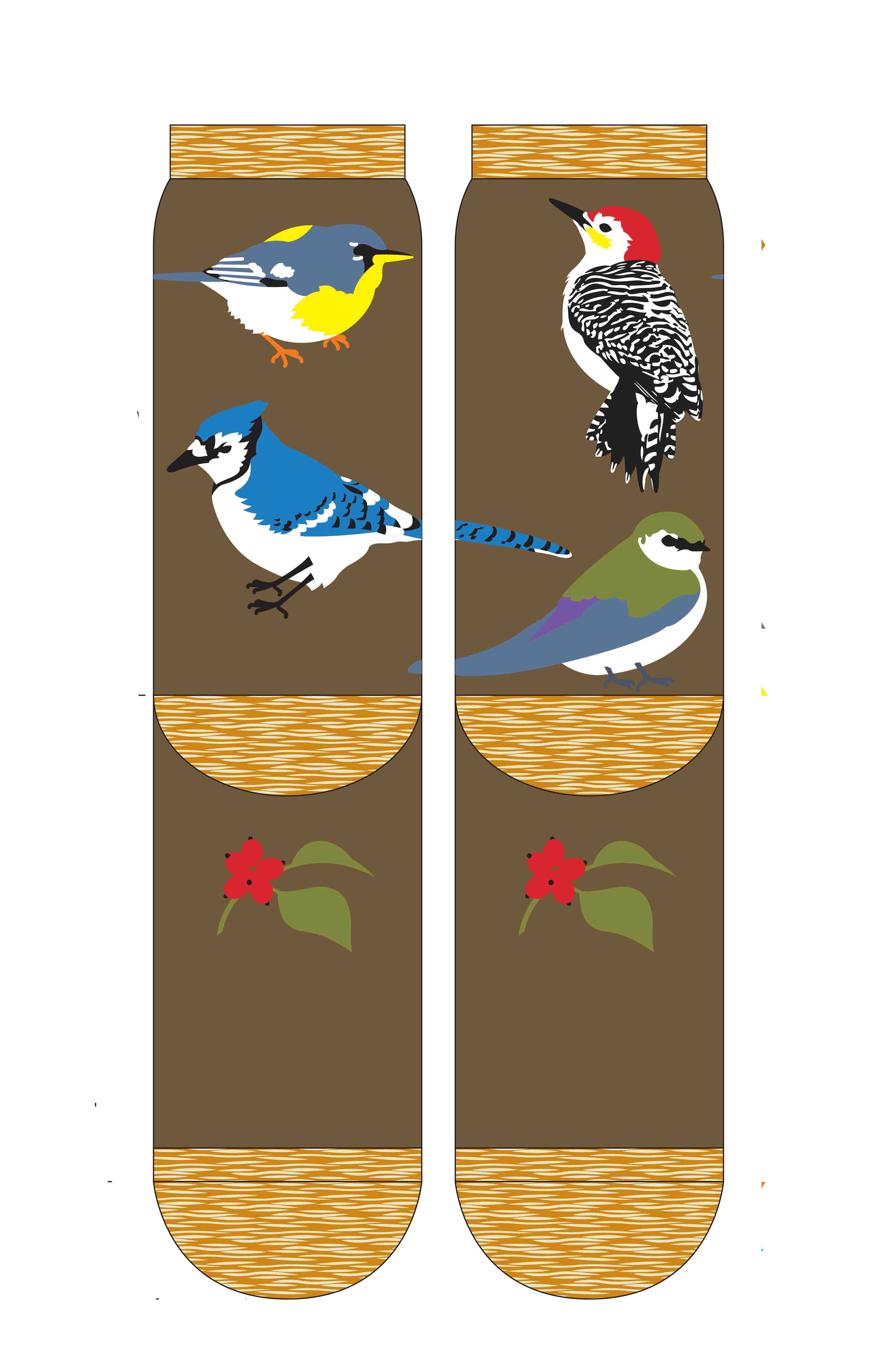 6267 6155 bird socks olive color back